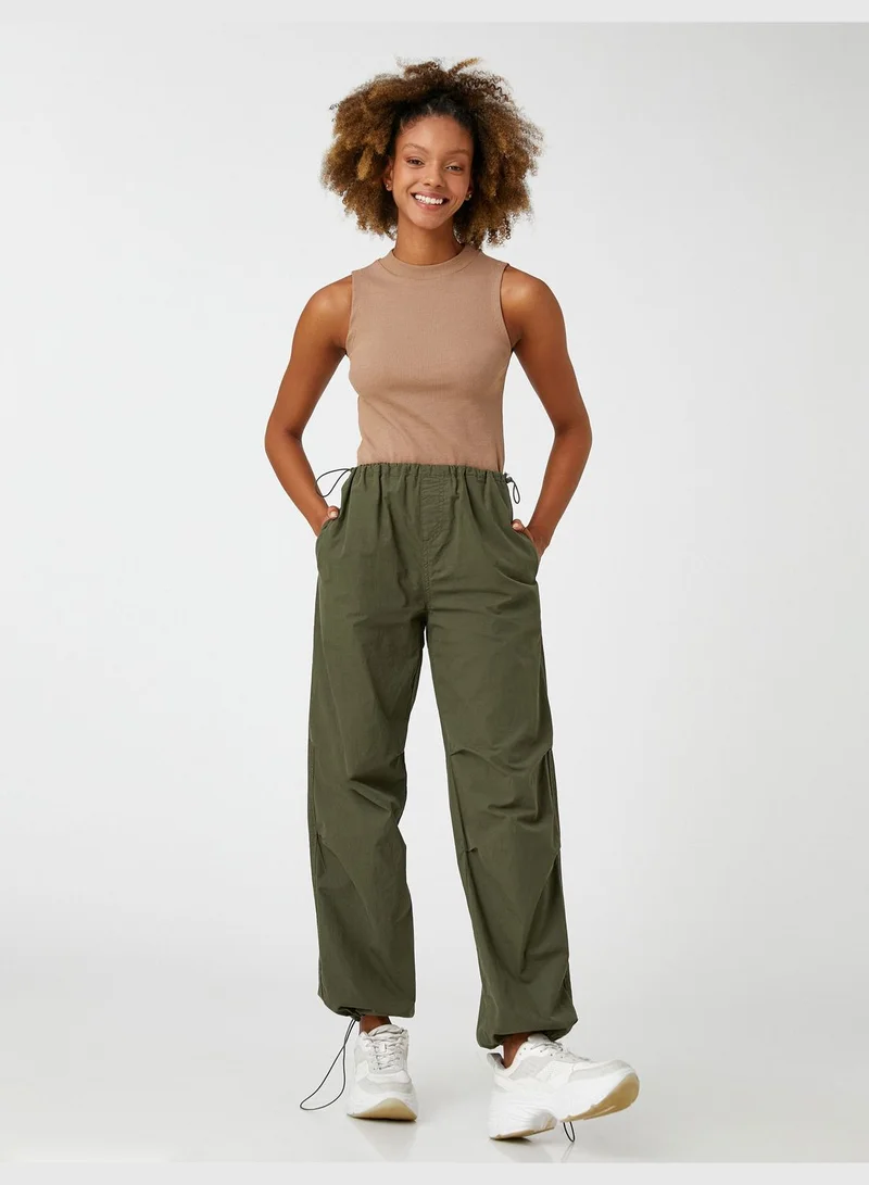 كوتون Sleeveless Ribbed High Neck Tanktop