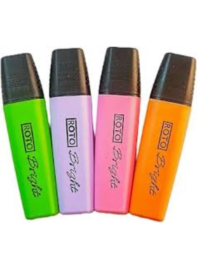 مجموعة 4 أقلام فسفورية من روتو – ألوان زاهية للتحديد والكتابة - Image 1