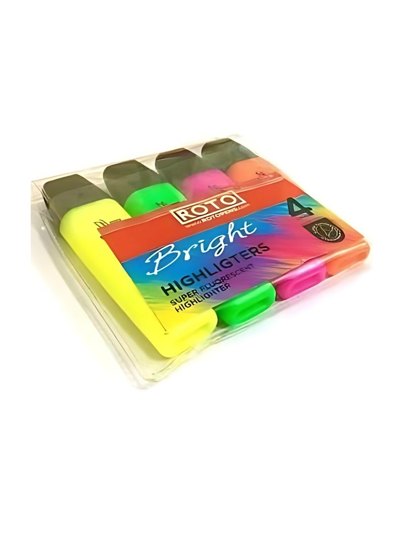 مجموعة 4 أقلام فسفورية من روتو – ألوان زاهية للتحديد والكتابة - Image 4