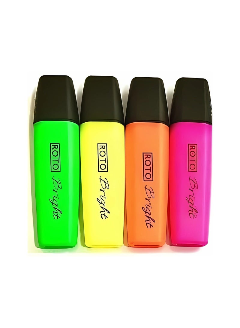 مجموعة 4 أقلام فسفورية من روتو – ألوان زاهية للتحديد والكتابة - Image 2