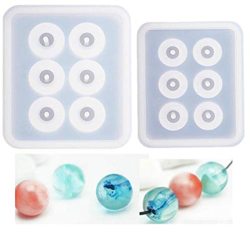 Noraling 2pcs Sphere Ball Silicone Bead Molds with Holes Round Resin Epoxy Mold for Jewelry, Polymer Clay, Soap Making, Cabochon Gemstone DIY Crafting Projects,Diameter 12mm, 16mm (Sphere Ball 2 in Set) - Image 1