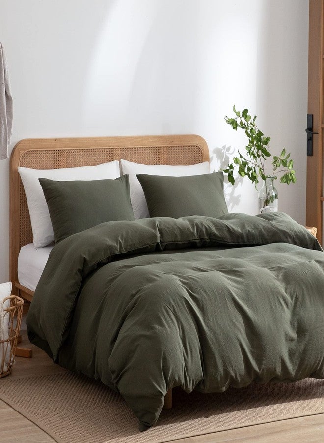 BUPIRD Dark Green Duvet Cover Twin, 100% Microfiber 3 Pieces Solid Color Casual Olive Green Bedding Set for Boys Girls, with Zipper Closure, Luxury Ultra Soft Relaxed Feel Natural (Dark Green, Twin) - Image 3