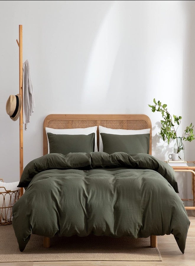 BUPIRD Dark Green Duvet Cover Twin, 100% Microfiber 3 Pieces Solid Color Casual Olive Green Bedding Set for Boys Girls, with Zipper Closure, Luxury Ultra Soft Relaxed Feel Natural (Dark Green, Twin) - Image 2