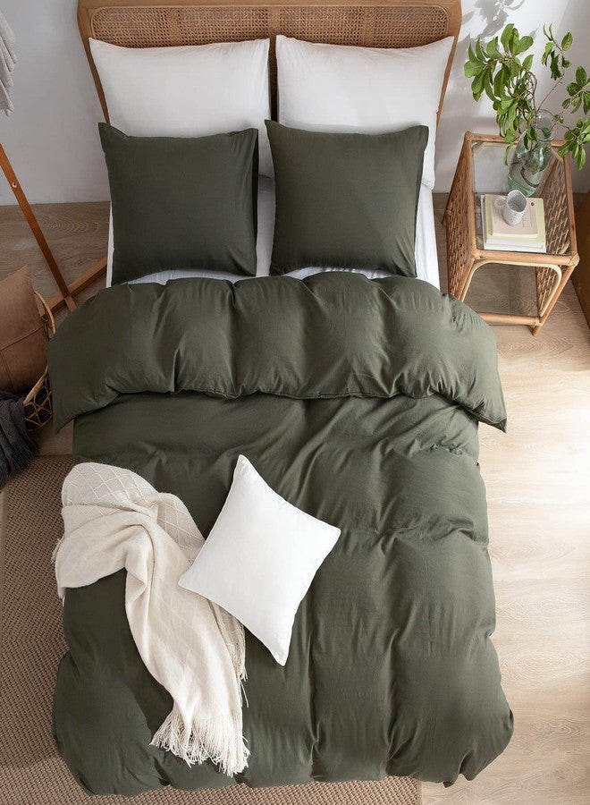BUPIRD Dark Green Duvet Cover Twin, 100% Microfiber 3 Pieces Solid Color Casual Olive Green Bedding Set for Boys Girls, with Zipper Closure, Luxury Ultra Soft Relaxed Feel Natural (Dark Green, Twin) - Image 5