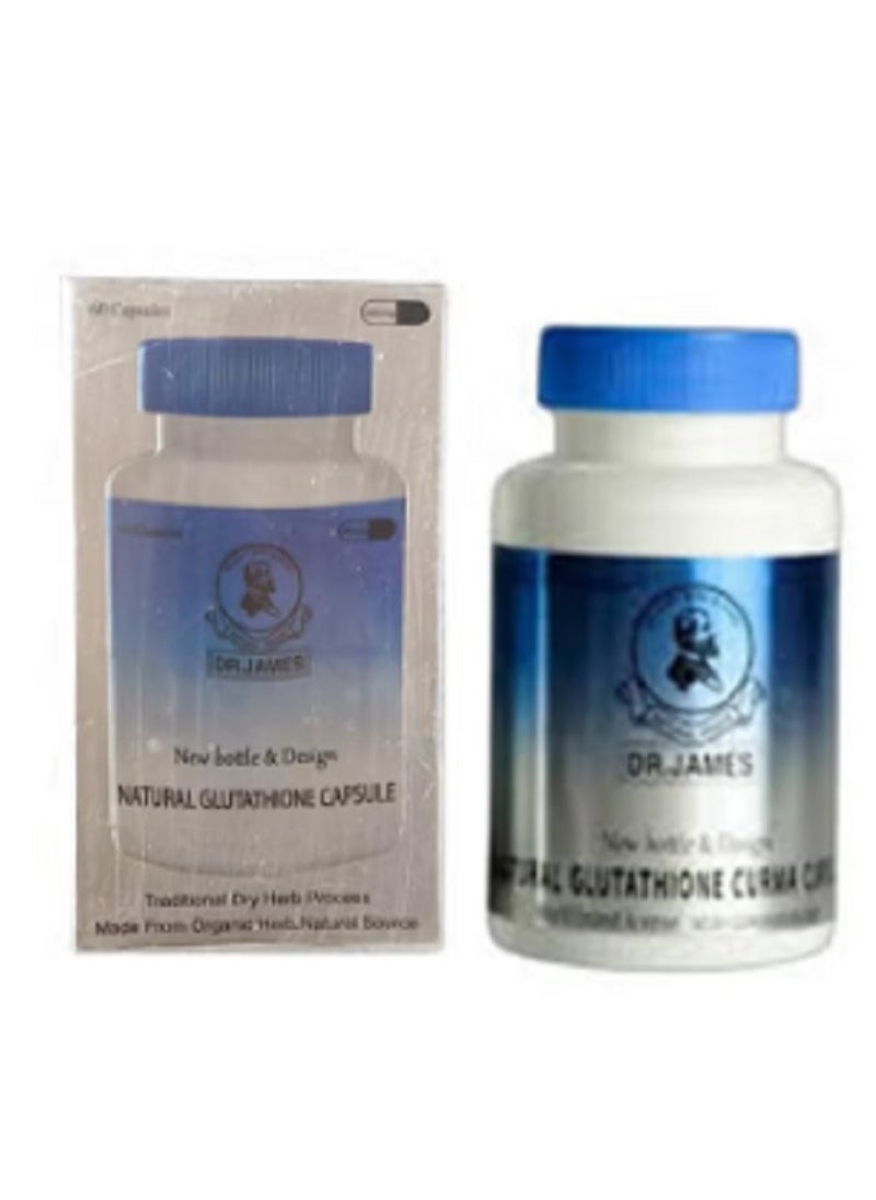 DR. JAMES Natural Glutathione Capsule Potent Formula for Radiant and Pinkish Skin, Diminishes Dark Circles and Wrinkles, Maintain a Gorgeous Complexion with Clean and Smooth Skin, 60 Capsules. 