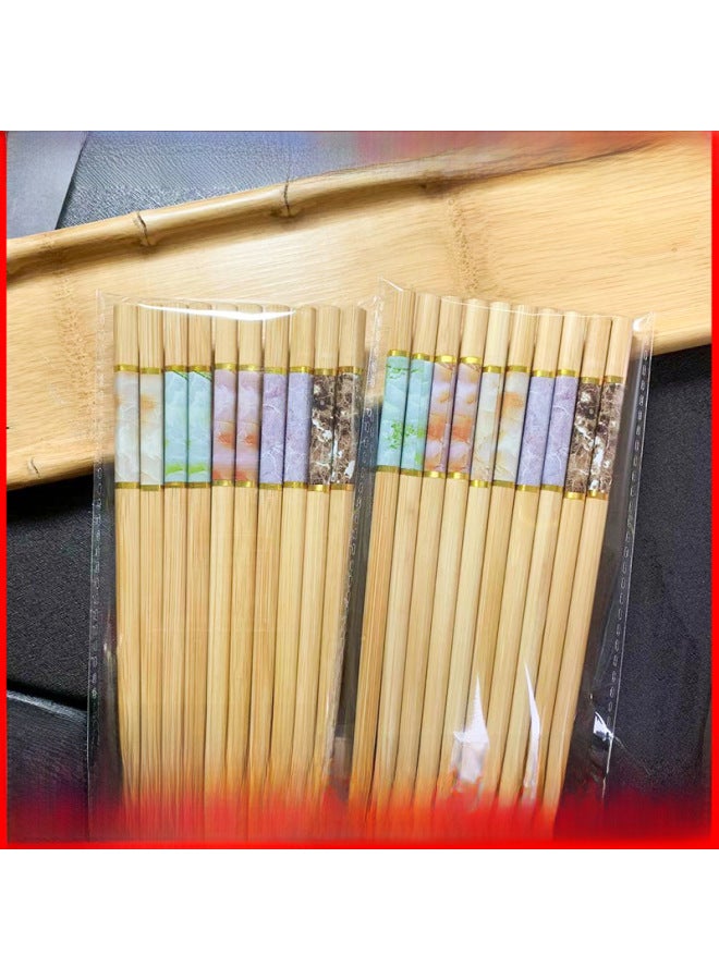 Natural Bamboo Chopsticks Imitation Jade Non-lacquered Solid Wood Chopsticks Anti-mildew High Temperature One-person Chopsticks Dining Tableware Chopsticks-Color:No Sections, Five-color Anti-jade Chopsticks-Specifications:10 Pairs