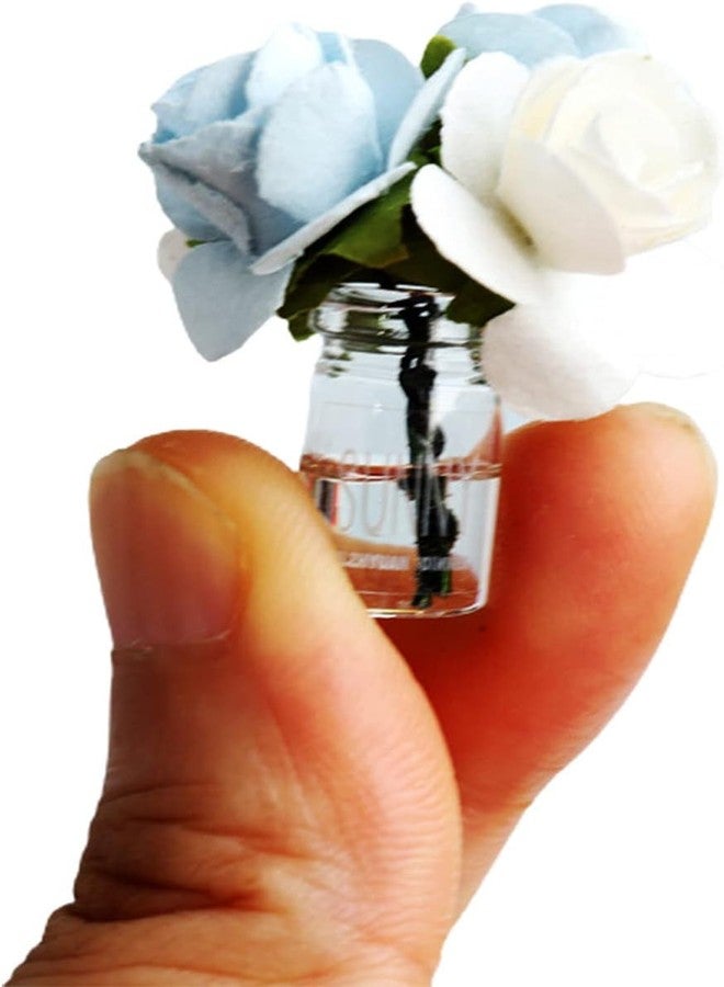 Qintreesify Miniature Glass Vase Set, Dollhouse Accessories, 1:12 and 1:8 Scale, Colorful Flower Bottle Decoration (Blue) - Image 1