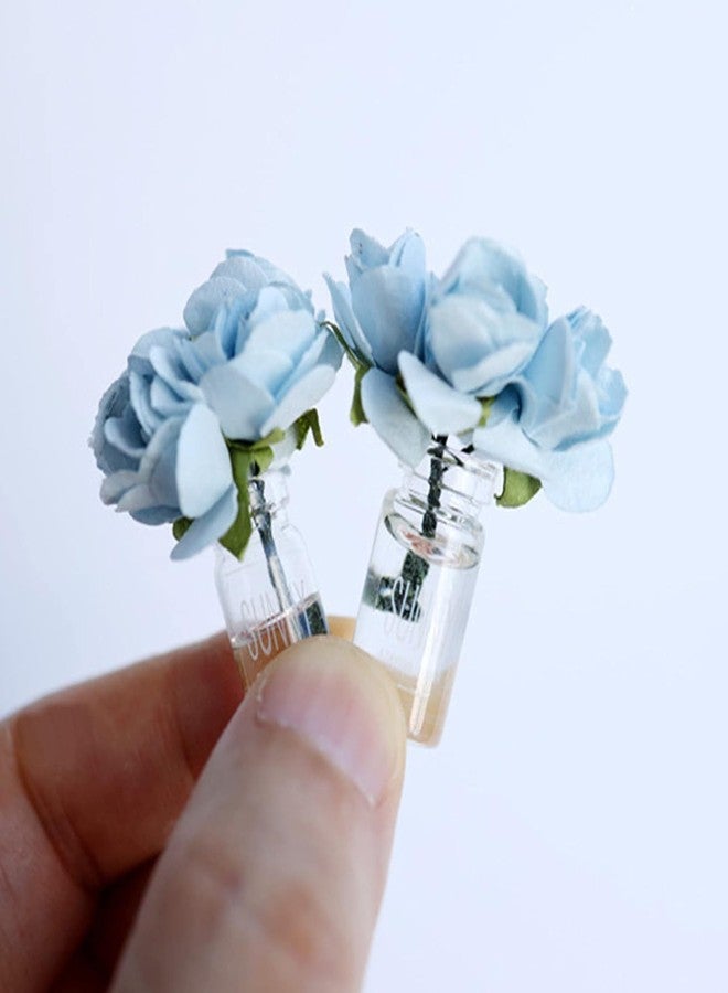 Qintreesify Miniature Glass Vase Set, Dollhouse Accessories, 1:12 and 1:8 Scale, Colorful Flower Bottle Decoration (Blue) - Image 4