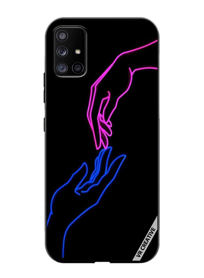 VR CREATIVE Protective Case Cover For Samsung Galaxy A71 5G Hands In Neon Lights Design Multicolour - Image 1