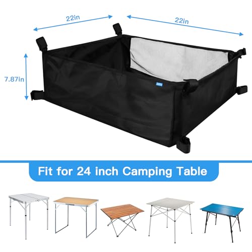 Xxerciz Storage Basket for Coleman Outdoor Camping Table Portable Mesh Bag with Adjustable Hook and Loop Straps Large Picnic Table Oxford Organizer Pouch for Camping Travel - Image 3