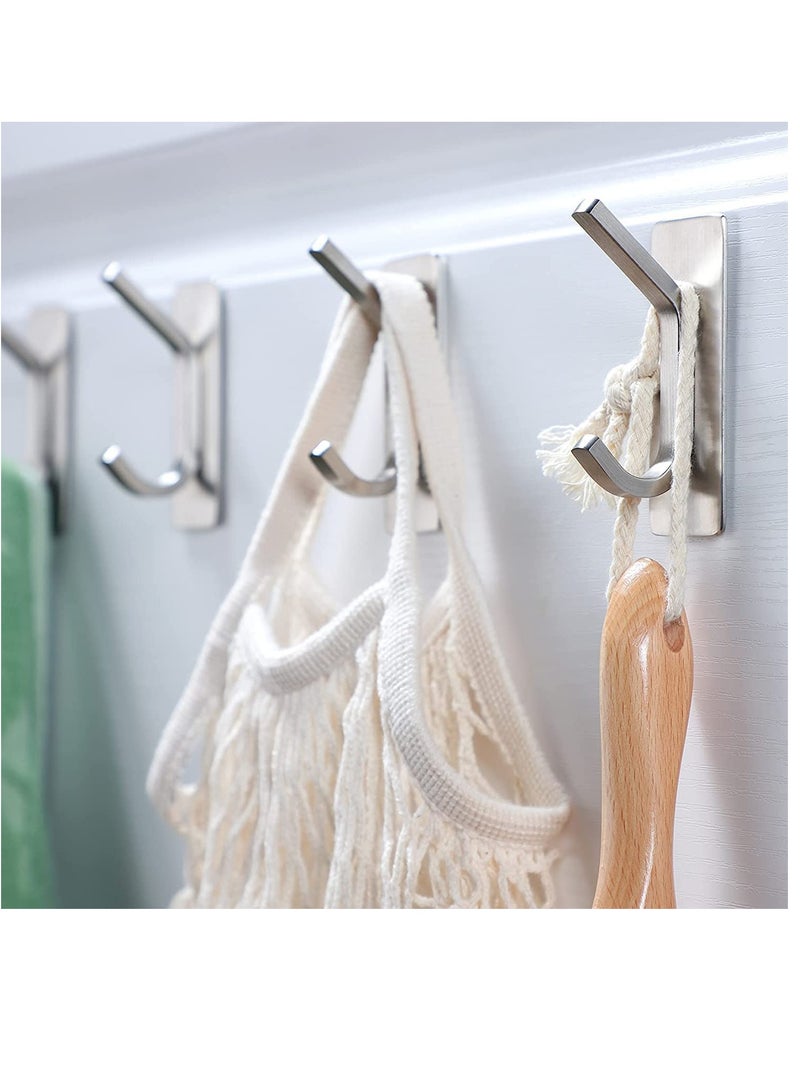 KASTWAVE 4 Pack Self Adhesive Hooks Brushed Stainless Steel Adhesive Door Hooks Heavy Duty Wall Hooks for Hanging Towels Robes Coats Keys Calendars Bathroom Home Kitchen - Image 5