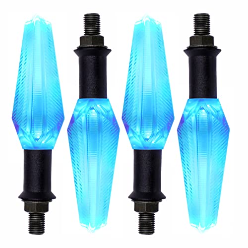 SORAX LED Turn Signal Indicator Blinker Light Transparent Crystal Material Waterproof Universal for All Bikes (Blue) (Pack of 4) - Image 1