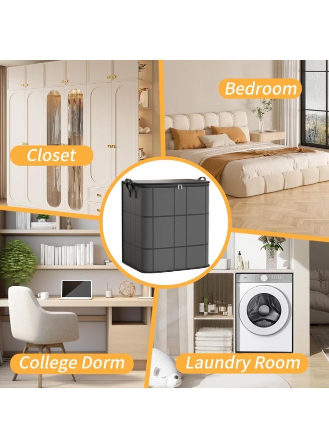 Bukela 4 عبوات كبيرة لتخزين الملابس، منظمات خزائن، حاويات تخزين، صناديق قابلة للطي بمقابض معززة، وسوستة قوية، للملابس، البطانيات، الأغطية - Image 5