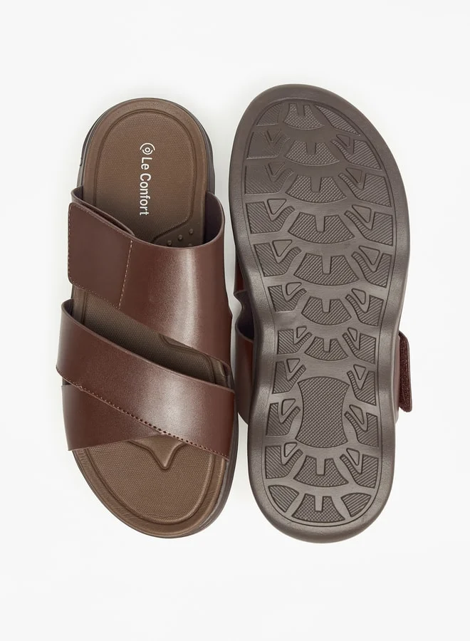 Le Confort Solid Slip-On Cross Strap Sandals