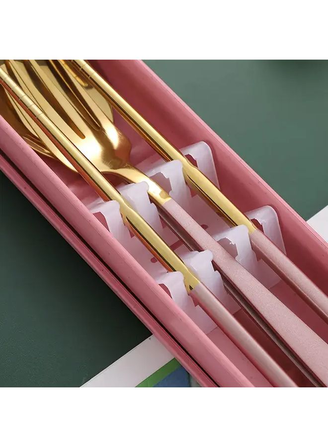 Blue And Golden 2 Piece Korean Sushi Chopsticks Soup Spoon Set With Storage Box Travel Restaurant Gift - Image 4