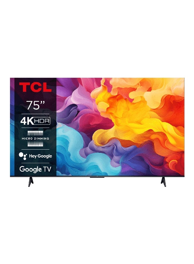 تي سي إل تلفاز جوجل الذكي LED 75 بوصة 4K HDR10 مع صوت دولبي أسود 75V6B - Image 1