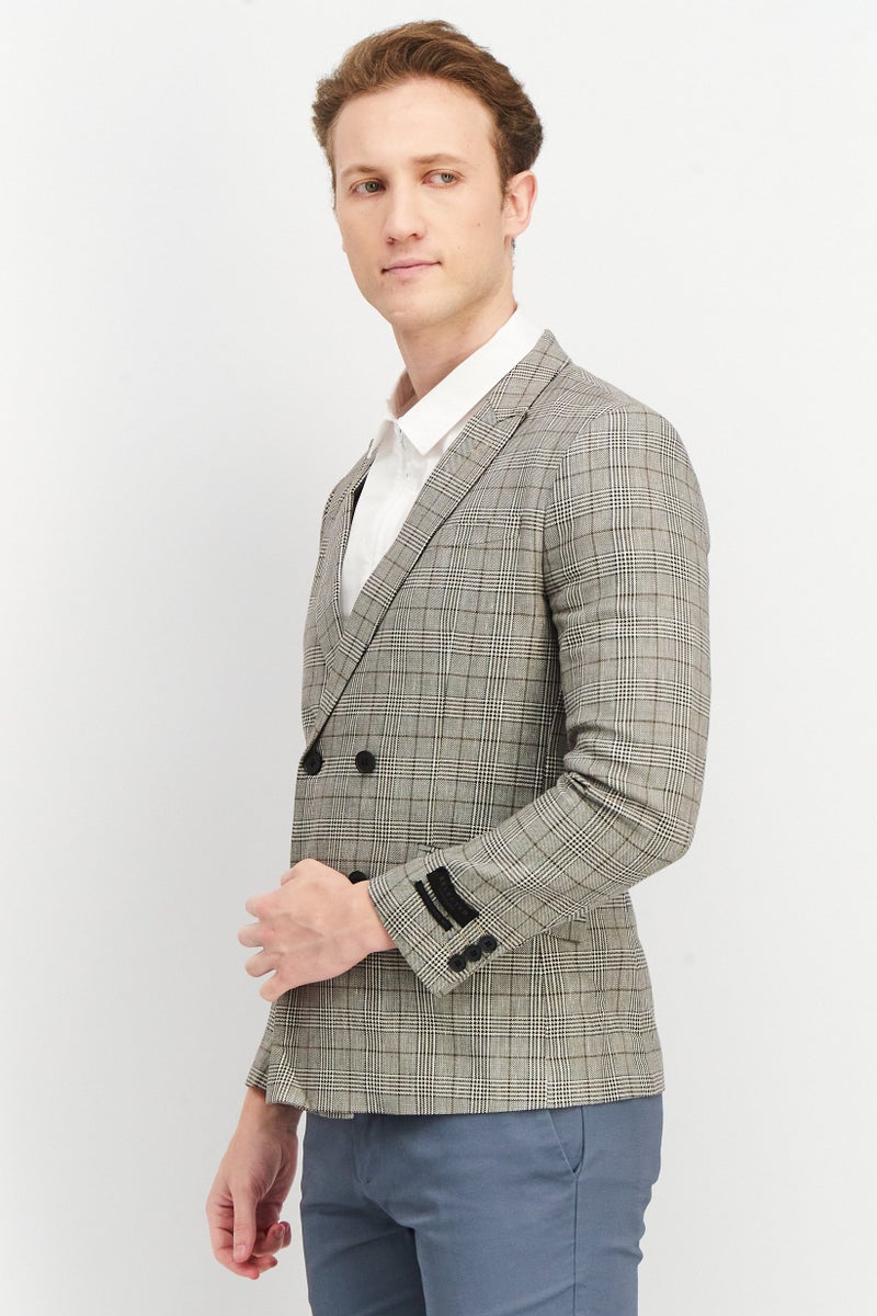 SELECTED Men Slim Fit Long Sleeve Plaid Blazer Jacket, Grey Combo - Image 3