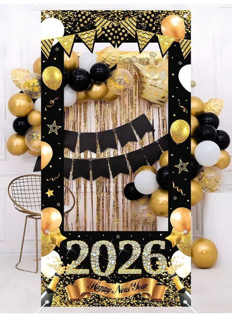 زينه العام الجديد اطار تصوير بتصميم سنه جديده سعيده مزين بارقام العام الجديد 2026 مصنوع من خامة الفينيل المتينة اطار تصوير مناسب كخلفية للتصوير وتزيين الحفلات للاحتفال بالعام  الجديد - Image 3