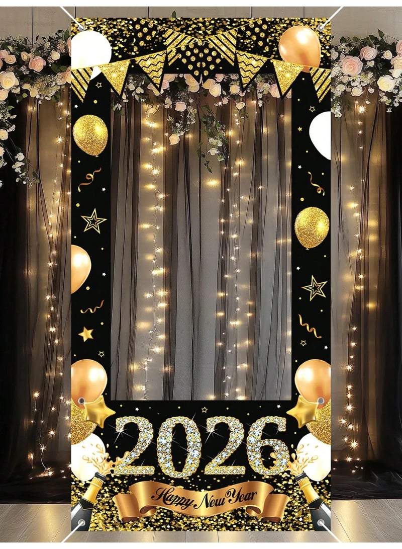 زينه العام الجديد اطار تصوير بتصميم سنه جديده سعيده مزين بارقام العام الجديد 2026 مصنوع من خامة الفينيل المتينة اطار تصوير مناسب كخلفية للتصوير وتزيين الحفلات للاحتفال بالعام  الجديد - Image 4