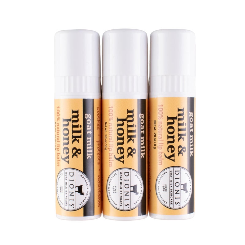 Dionis Goat Milk Skincare Milk & Honey Holiday Lip Balm Gift Set - Beeswax, Shea Butter & Coconut Oil Lip Care Products Made in The USA - Cruelty Free Lip Moisturizer for Chapped Lips, 0.28oz 3 Pack - Image 1