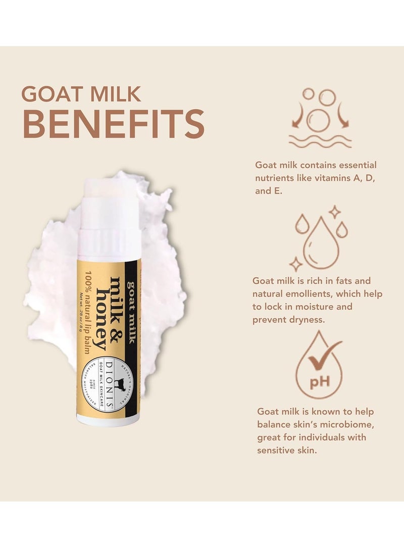 Dionis Goat Milk Skincare Milk & Honey Holiday Lip Balm Gift Set - Beeswax, Shea Butter & Coconut Oil Lip Care Products Made in The USA - Cruelty Free Lip Moisturizer for Chapped Lips, 0.28oz 3 Pack - Image 2