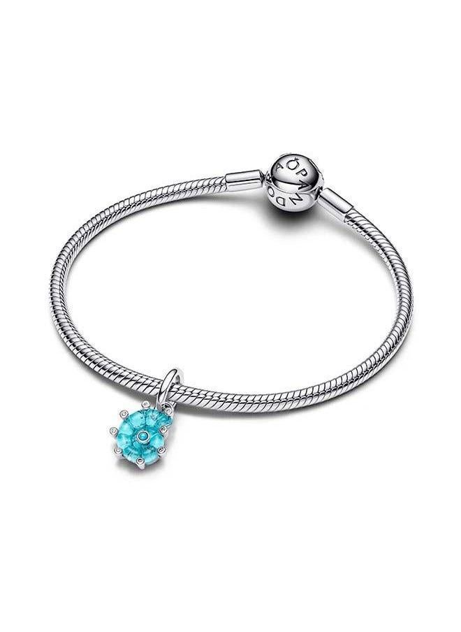 باندورا تعليقة زجاج مورانو أزرق على شكل قوقعة بحر - Image 3