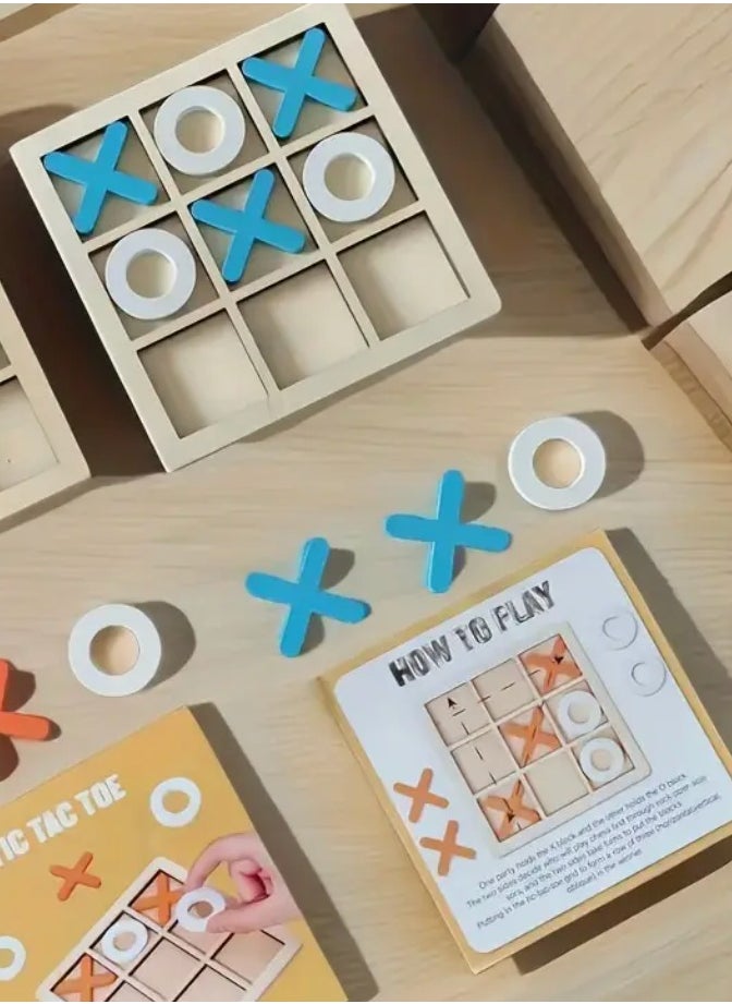 Generic - Wooden XO game . Educational board game . Birthday gift . Brain games for kids . Family wooden games . Fun game for family . Challenge & strategy game . Gift ideas for all ages . Interactive board games . Kids’ strategic games - Image 1