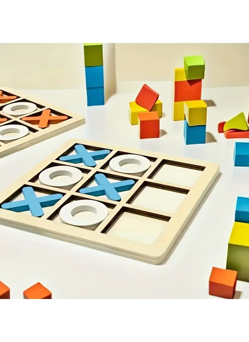 Generic - Wooden XO game . Educational board game . Birthday gift . Brain games for kids . Family wooden games . Fun game for family . Challenge & strategy game . Gift ideas for all ages . Interactive board games . Kids’ strategic games - Image 1