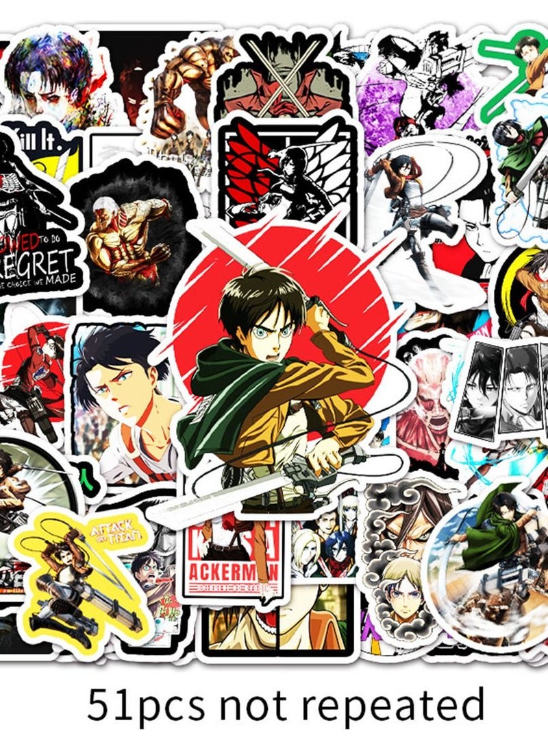 general 50-Piece Attack on Titan Cute Vinyl Waterproof Sticker - Image 2