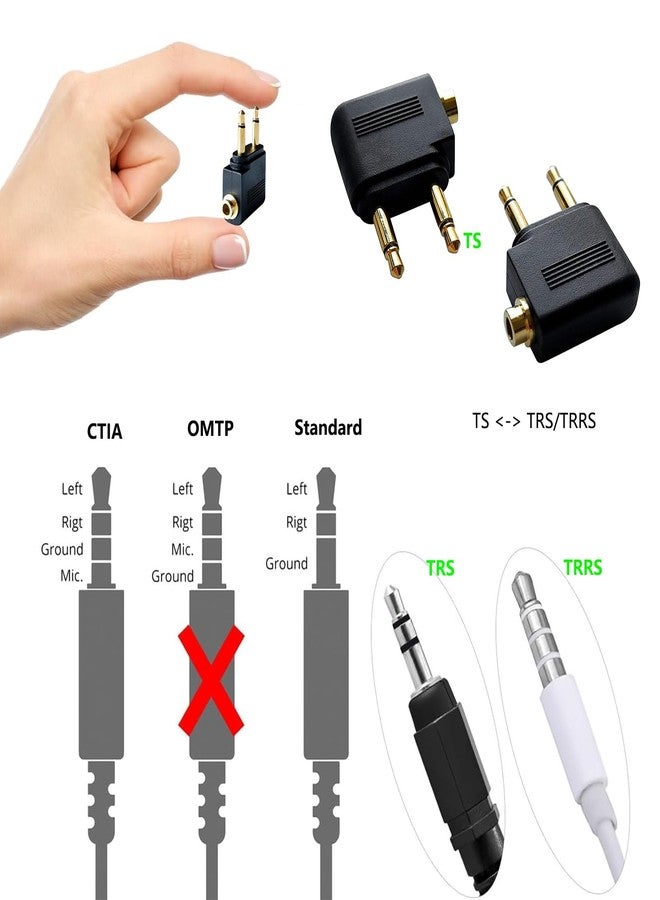 GMCELL Airplane Headphone Adapter Dual Pin: Gold Plated 3.5mm Male Mono TS Jack Plug to 3.5mm Female Stereo TRS Jack - Image 5