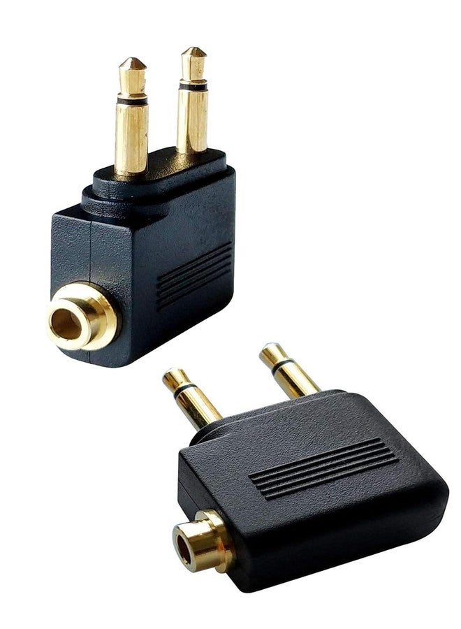 GMCELL Airplane Headphone Adapter Dual Pin: Gold Plated 3.5mm Male Mono TS Jack Plug to 3.5mm Female Stereo TRS Jack - Image 1