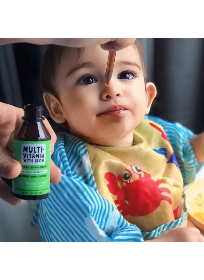 NovaFerrum - Delish | Vegan Multivitamin with Iron for Infants, Toddlers & Kids | Immune Support | Organic Plant-Based D-3 | Gluten Free | Vegan Verified | Sugar Free | 1.69 Fl Oz (50 mL) - Image 1