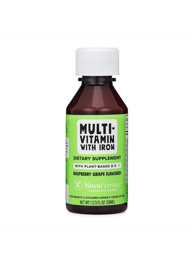 NovaFerrum - Delish | Vegan Multivitamin with Iron for Infants, Toddlers & Kids | Immune Support | Organic Plant-Based D-3 | Gluten Free | Vegan Verified | Sugar Free | 1.69 Fl Oz (50 mL) - Image 1