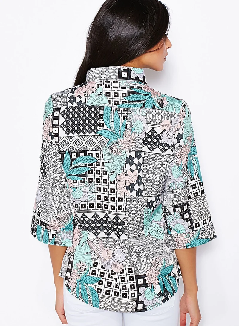 ELLA Rolled Sleeve Printed Shirt