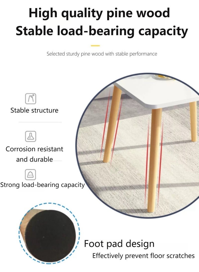 طاولة طعام مستطيلة عصرية، طاولة عشاء تتسع من شخصين إلى أربعة أشخاص، سطح من خشب إم دي إف أبيض مع أرجل من الخشب الطبيعي، طراز إسكندنافي معاصر للمطبخ وغرفة المعيشة، 100×60×73 سم (أبيض، XJC-CZ-100CM) - Image 5