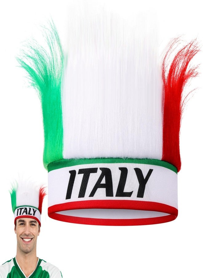 جيديف قبعة وعصابة رأس من الشعر الأخضر من جاديف إيطاليا، زي إيطالي للنساء والرجال، مناسب للحفلات الرياضية والتنكرية (قطعة واحدة) - Image 1