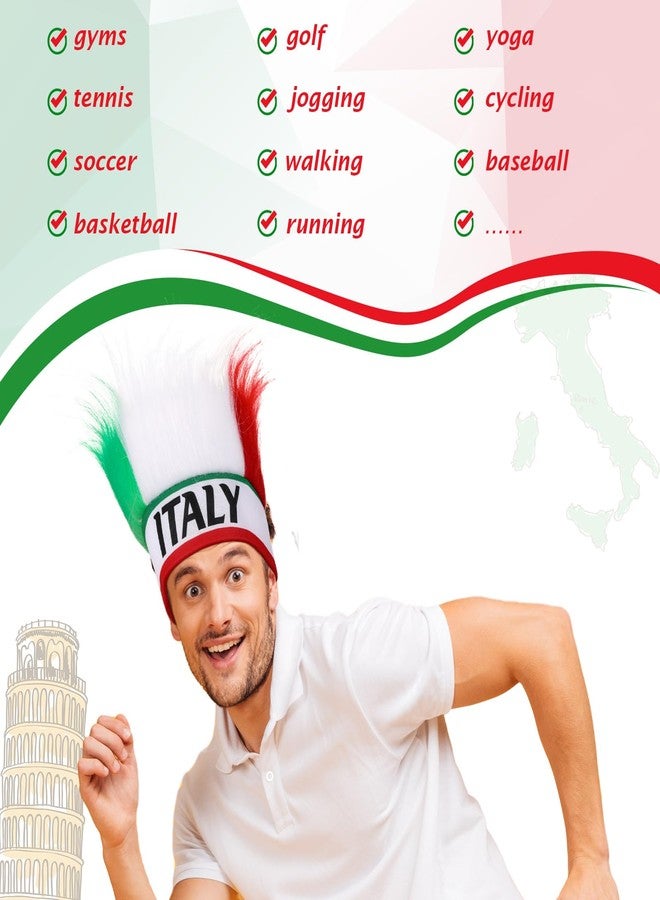 جيديف قبعة وعصابة رأس من الشعر الأخضر من جاديف إيطاليا، زي إيطالي للنساء والرجال، مناسب للحفلات الرياضية والتنكرية (قطعة واحدة) - Image 4