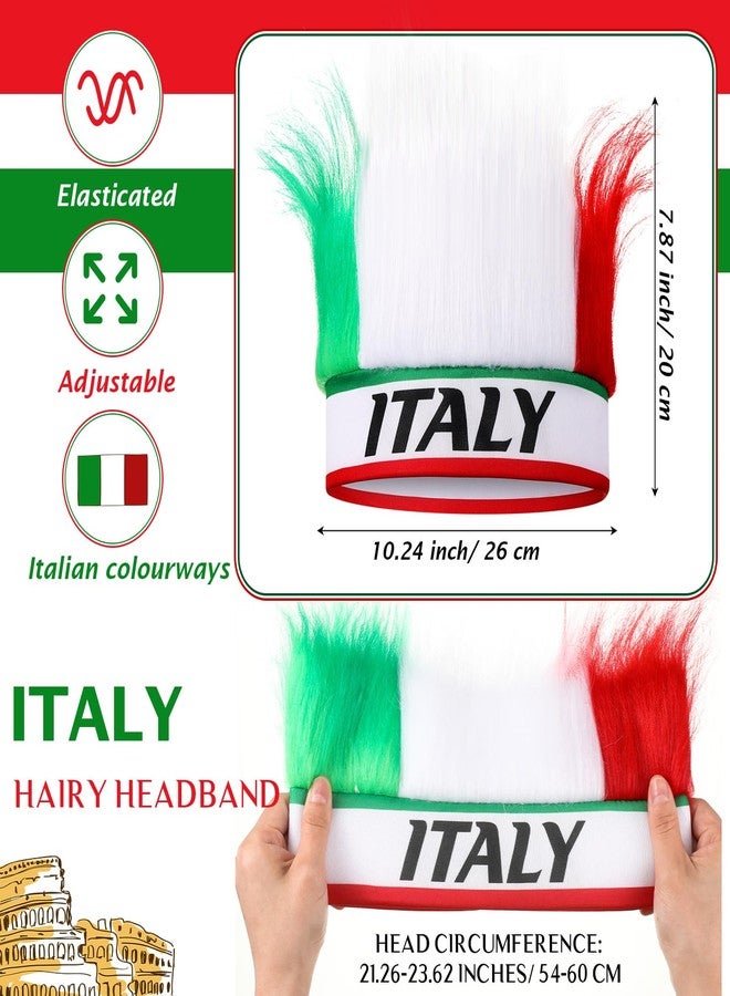 جيديف قبعة وعصابة رأس من الشعر الأخضر من جاديف إيطاليا، زي إيطالي للنساء والرجال، مناسب للحفلات الرياضية والتنكرية (قطعة واحدة) - Image 2