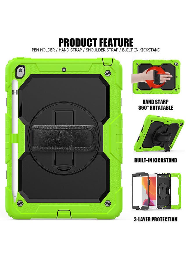Suitable For 2019 Ipad7 Generation Flat Protective Cover Pro11 Inch 360 Degree Rotating Bracket Handheld Strap 9.7-Color:Yellow Green Black ]-Applicable Model:2018/2017/air2/proipad9.7 (generic)  - Image 1