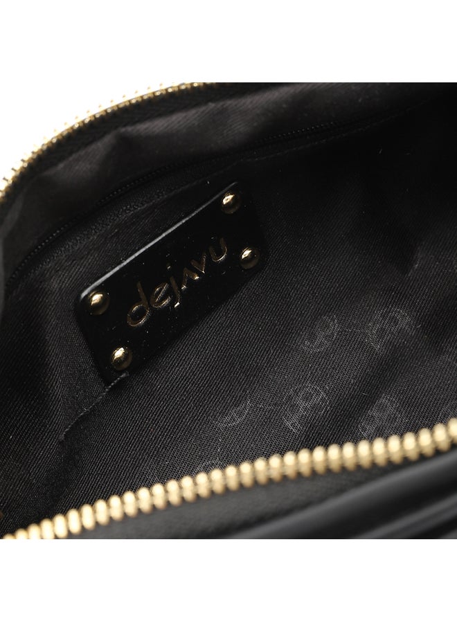 DejaVu One Main Compartment Zipper Closure Plisse Cross Bag - Black - Image 4