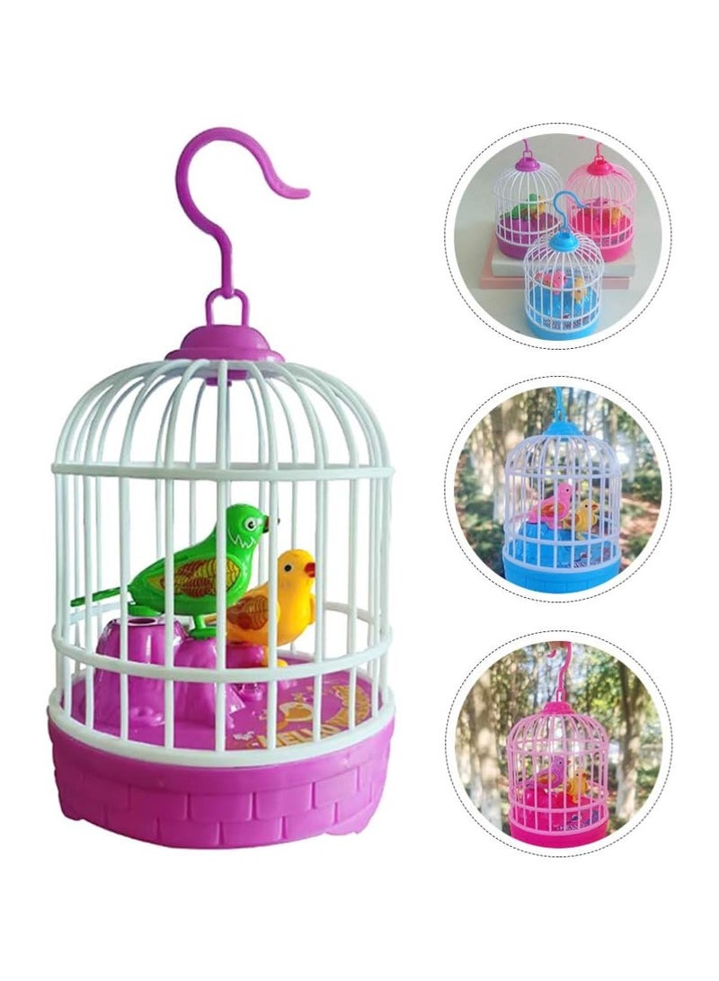 DubaiGallery Singing Bird Cage Toy Realistic Sounds Movement Bird Toy Light Up Bird Figurine Children Sound Activated Chirp Toy Fake Bird Hanging Decoration with Light - Image 3