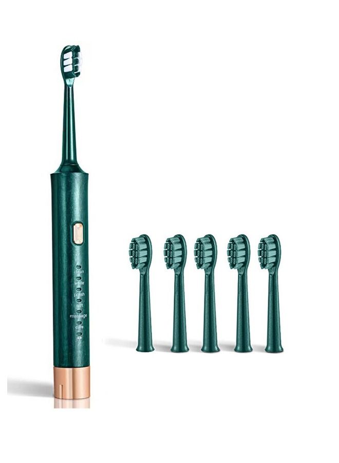 Generic Electric Toothbrush For Adults 6 Powerful Cleaning Modes Green With Soft Bristles  - Image 1