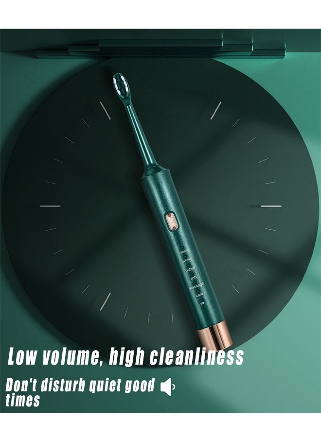 Generic Electric Toothbrush For Adults 6 Powerful Cleaning Modes Green With Soft Bristles  - Image 4