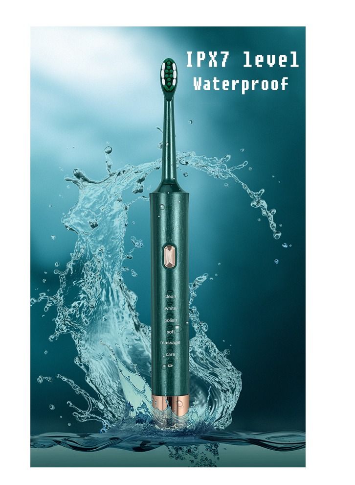 Generic Electric Toothbrush For Adults 6 Powerful Cleaning Modes Green With Soft Bristles  - Image 5
