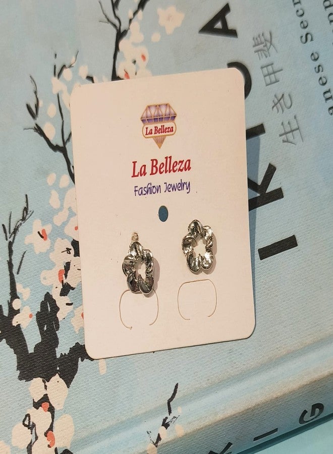 La Belleza Rhodium Plated Stainless Steel Flower Stud earring for Girls and Women - Image 2
