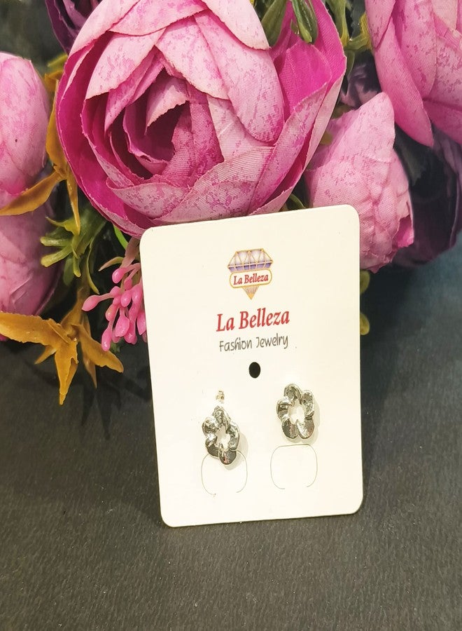La Belleza Rhodium Plated Stainless Steel Flower Stud earring for Girls and Women - Image 4