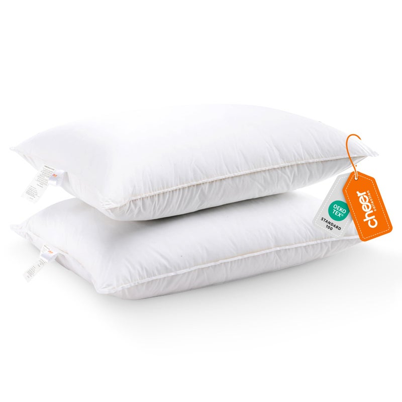 Cheer Collection King Size Pillows  Down Alternative Soft  Fluffy Bed Pillows  Positioners Hotel Quality Bed Pillow Set of 2 Luxury Pillows for Comfortable and Restful Sleep