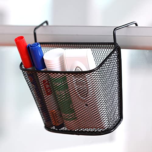 Chris.W 2Pack Office Cubicle Accessories, Black Wire Mesh Hanging Pen Organizer Pencil Holder for Cubicle Partition Home Office, Markers, Glue, Stapler, Memo, Remote Controller Storage Baskets (Black) - Image 2