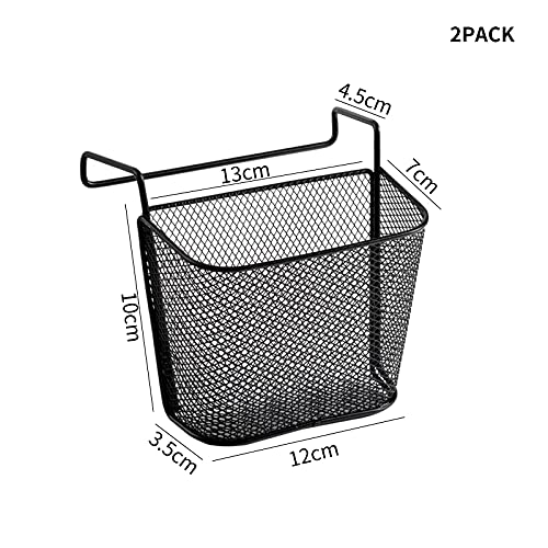 Chris.W 2Pack Office Cubicle Accessories, Black Wire Mesh Hanging Pen Organizer Pencil Holder for Cubicle Partition Home Office, Markers, Glue, Stapler, Memo, Remote Controller Storage Baskets (Black) - Image 3