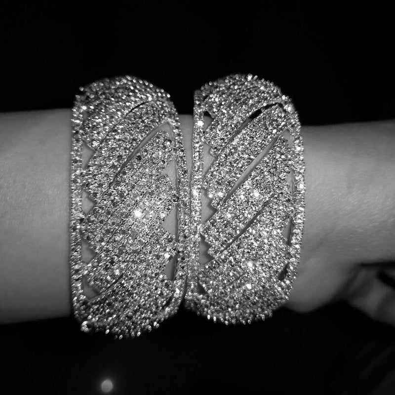 Rhinestone Bracelet Fashionable Beautiful Elegant Bracelet for Dance Wedding Festival (White) - Image 3